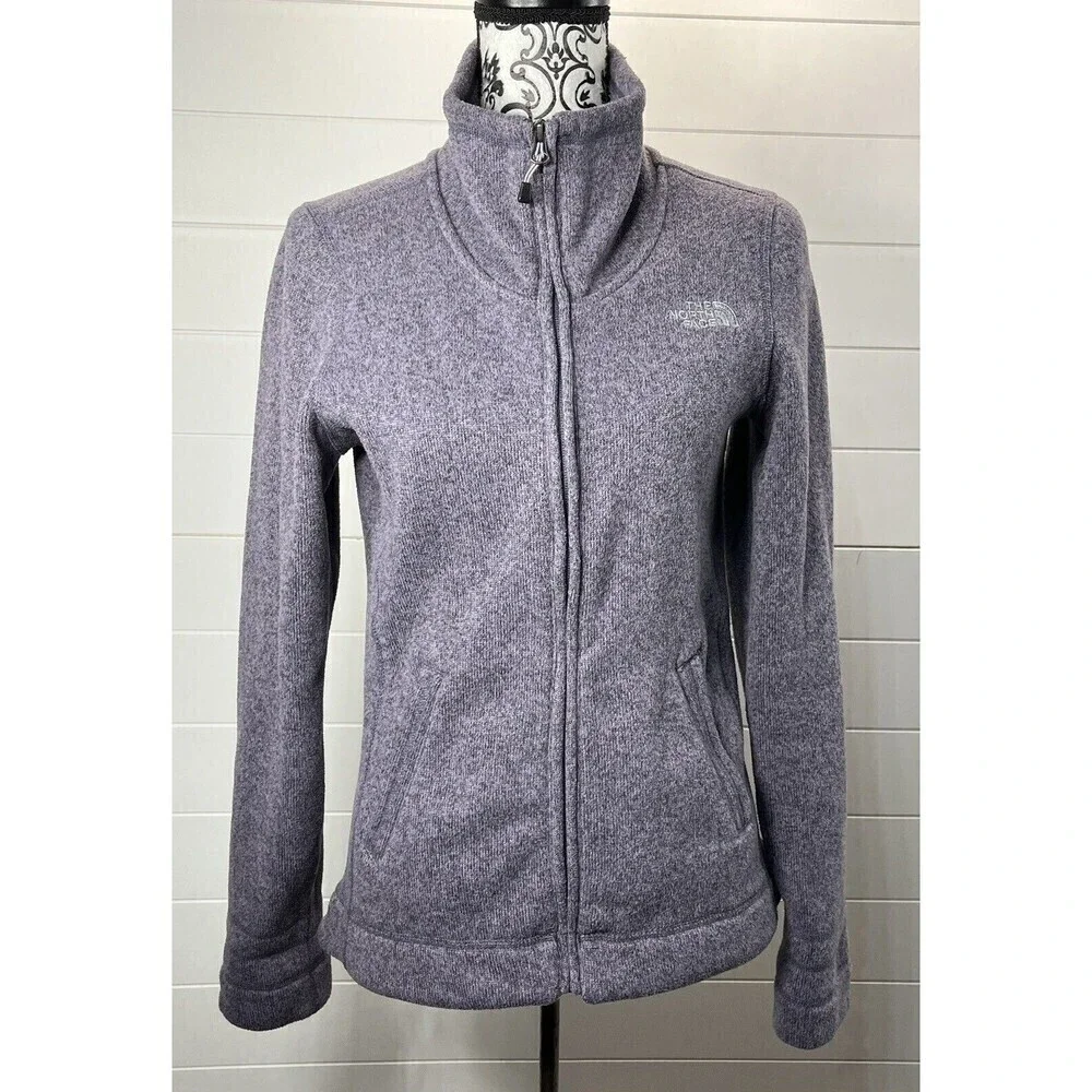 The North Face Knit Fleece Jacket Womens Lavender S Zip Front Pockets CorpCore - Picture 3 of 13